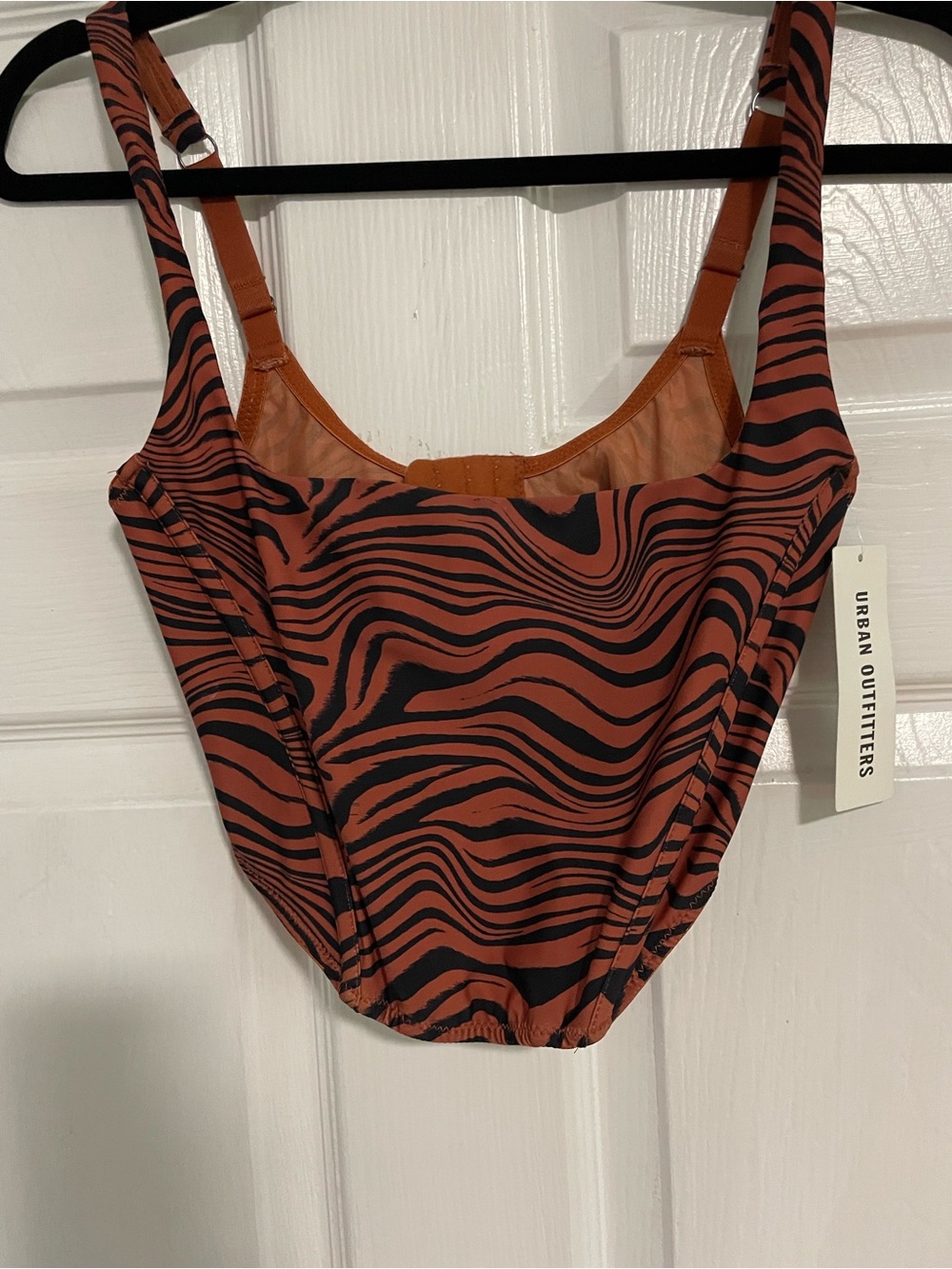 Urban Outfitters Brown and Black Zebra-Print Bodysuit